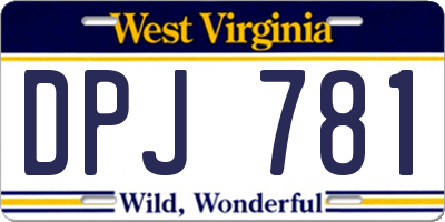WV license plate DPJ781
