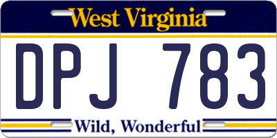 WV license plate DPJ783