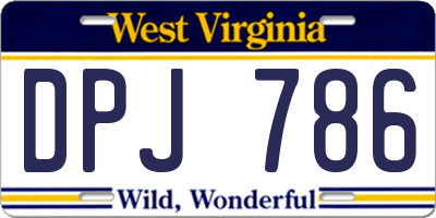 WV license plate DPJ786