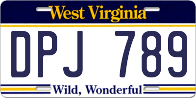 WV license plate DPJ789