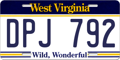 WV license plate DPJ792
