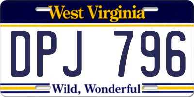 WV license plate DPJ796