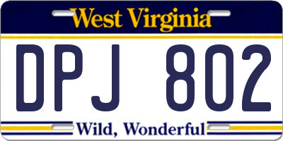 WV license plate DPJ802