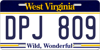 WV license plate DPJ809