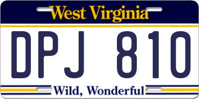 WV license plate DPJ810