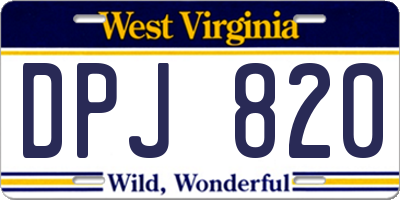 WV license plate DPJ820