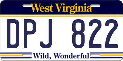 WV license plate DPJ822