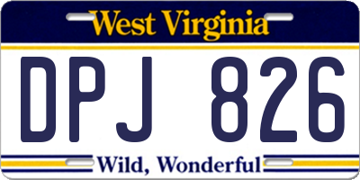WV license plate DPJ826
