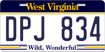 WV license plate DPJ834