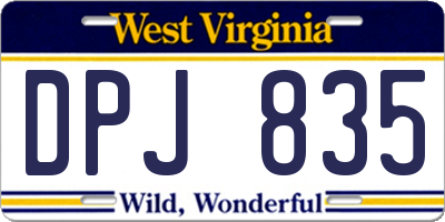 WV license plate DPJ835