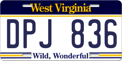 WV license plate DPJ836