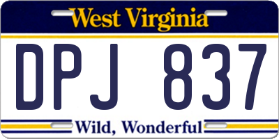 WV license plate DPJ837