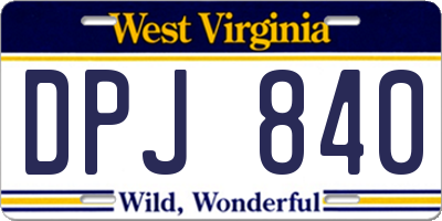 WV license plate DPJ840