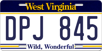 WV license plate DPJ845