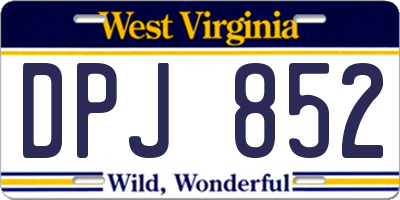 WV license plate DPJ852