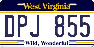 WV license plate DPJ855