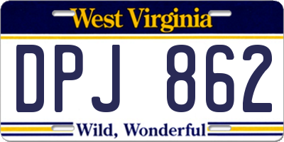 WV license plate DPJ862