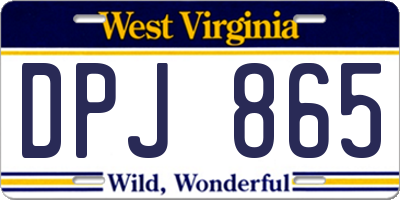 WV license plate DPJ865