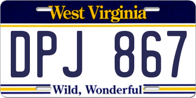 WV license plate DPJ867