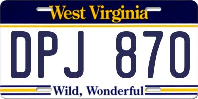 WV license plate DPJ870