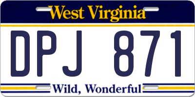 WV license plate DPJ871