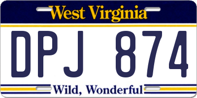 WV license plate DPJ874