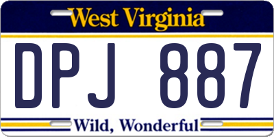 WV license plate DPJ887