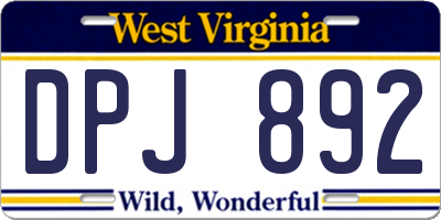 WV license plate DPJ892