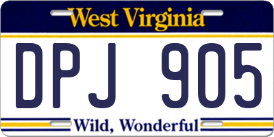 WV license plate DPJ905
