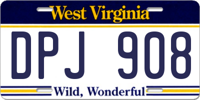 WV license plate DPJ908