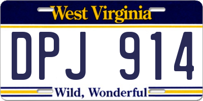 WV license plate DPJ914