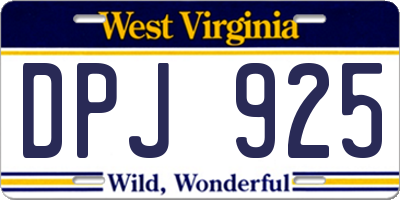 WV license plate DPJ925