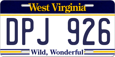 WV license plate DPJ926
