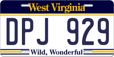WV license plate DPJ929