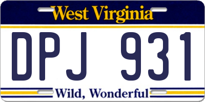 WV license plate DPJ931