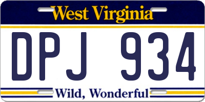 WV license plate DPJ934