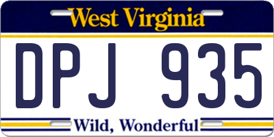 WV license plate DPJ935