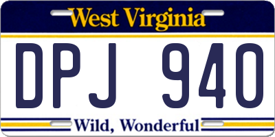 WV license plate DPJ940