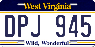 WV license plate DPJ945