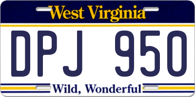 WV license plate DPJ950