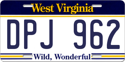 WV license plate DPJ962