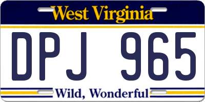 WV license plate DPJ965