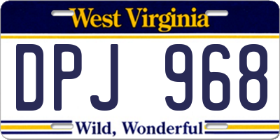 WV license plate DPJ968