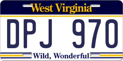 WV license plate DPJ970