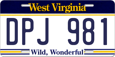 WV license plate DPJ981