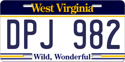 WV license plate DPJ982