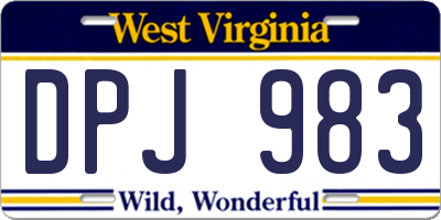 WV license plate DPJ983