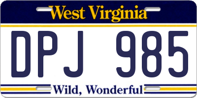 WV license plate DPJ985