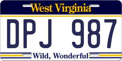 WV license plate DPJ987