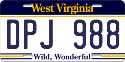 WV license plate DPJ988